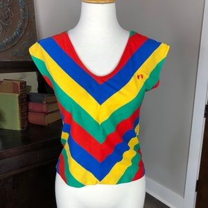 Rainbow striped sleeveless top